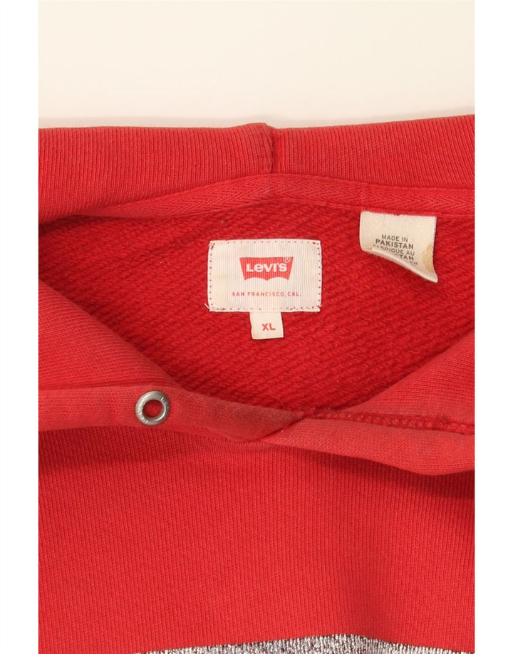 LEVI'S Mens Graphic Hoodie Jumper XL Red Vintage Levi's and Second-Hand Levi's from Messina Hembry 