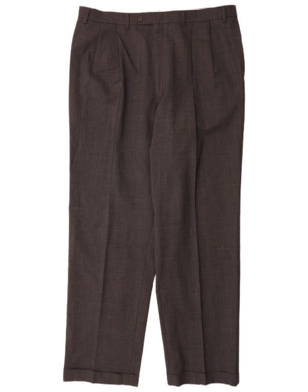 RALPH LAUREN Pantaloni da completo da uomo con pegged comfort totale W38 L34 cotone grigio