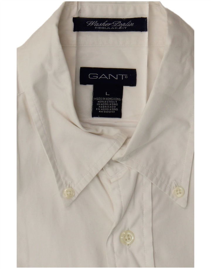 Gant Camicia da uomo a maniche corte, vestibilità regolare, grande, in cotone bianco