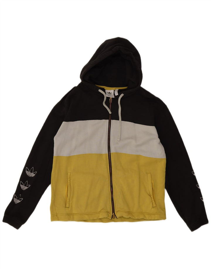 Maglione con cappuccio e zip grafica Adidas da uomo color block medio multicolore