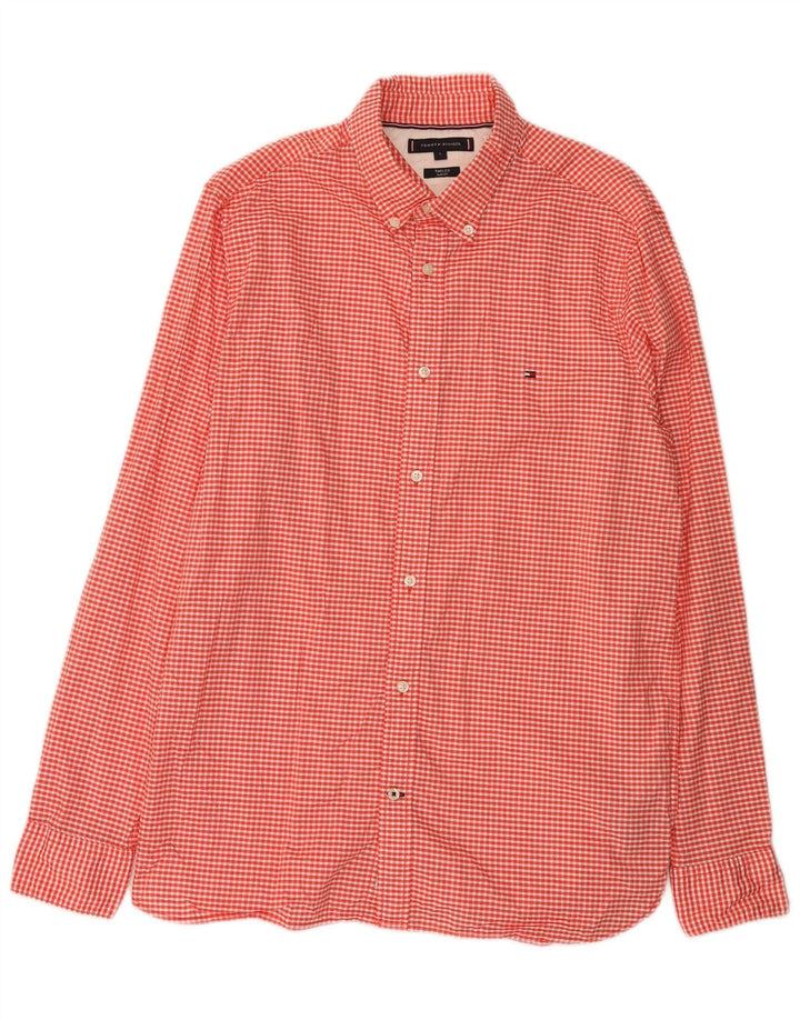 Camicia slim fit da uomo Tommy Hilfiger grande cotone a quadretti rossi