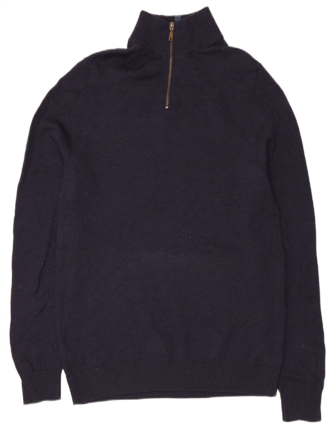 Maglione da uomo con collo con zip White Stuff Lana merino media blu navy