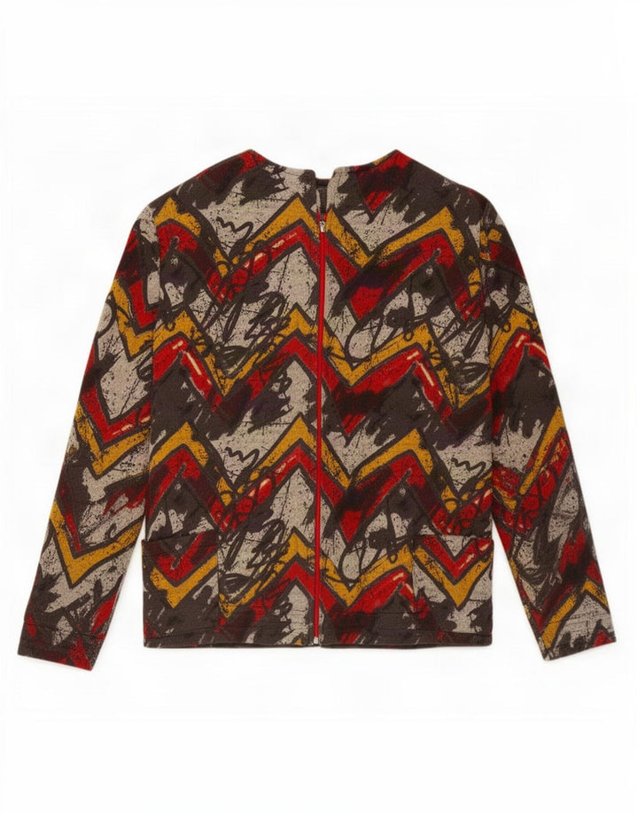 Giacca da ginnastica vintage da donna con motivo astratto UK 18 XL multicolore