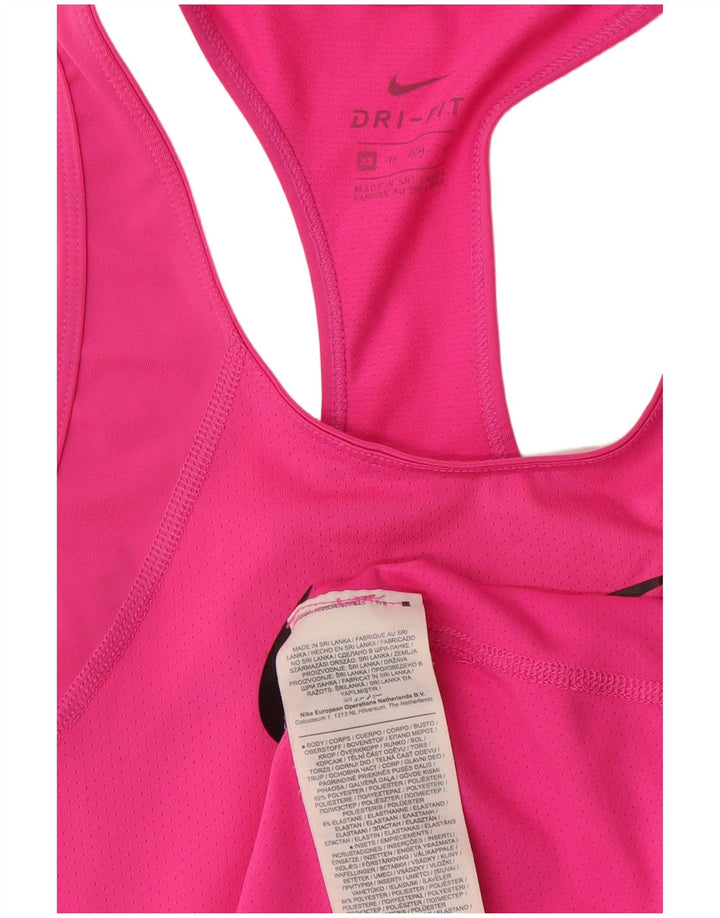 Canotta grafica Nike Dri Fit da donna UK 4 XS poliestere rosa