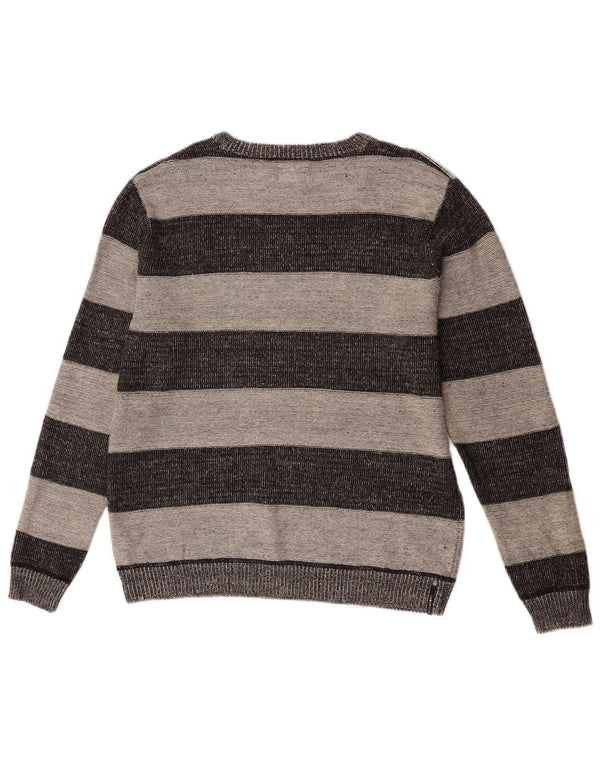 Billabong Maglione da uomo con scollo a barca Maglione in acrilico a righe grigio medio