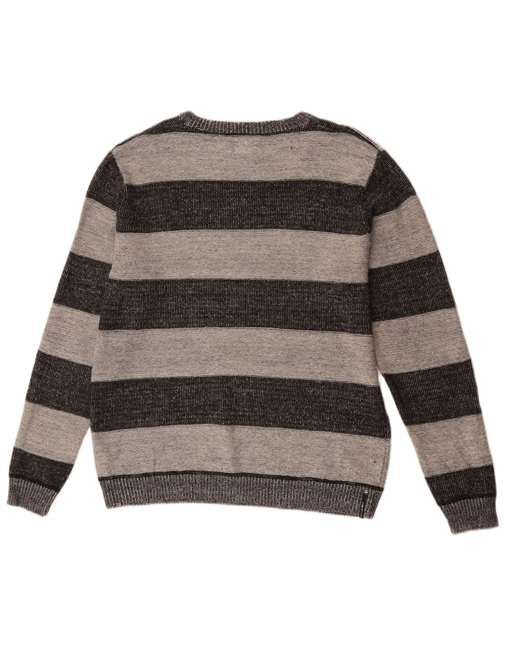 Billabong Maglione da uomo con scollo a barca Maglione in acrilico a righe grigio medio