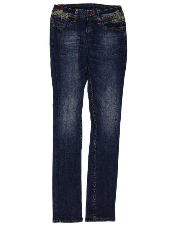 Jeans skinny da donna Desigual W26 L32 cotone floreale blu