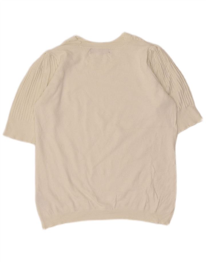 Maglione maglione girocollo corto da donna Marks & Spencer UK 10 piccolo bianco sporco