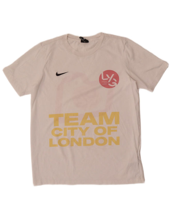 T-shirt grafica Nike da ragazzo Dri Fit Top 13-14 anni XL cotone bianco