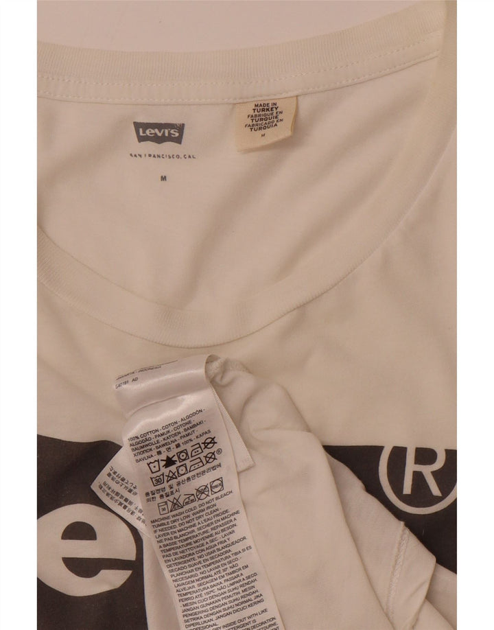 T-shirt grafica da donna LEVI'S Top UK 12 cotone bianco medio