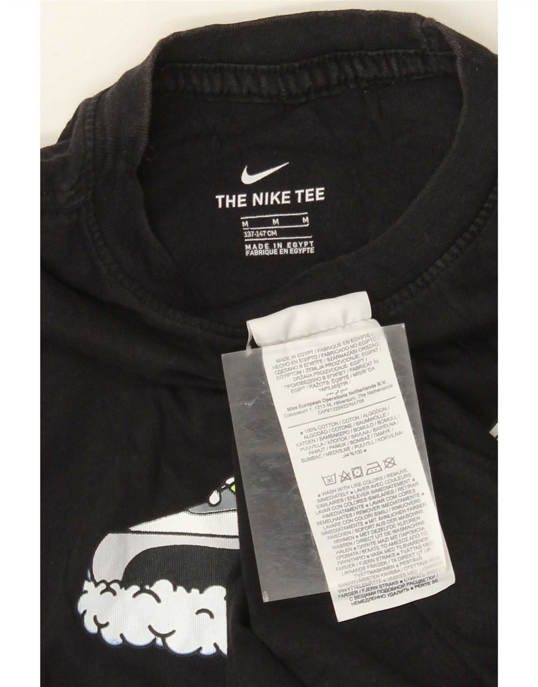 T-shirt grafica da ragazzo Nike Top 10-11 anni cotone nero medio