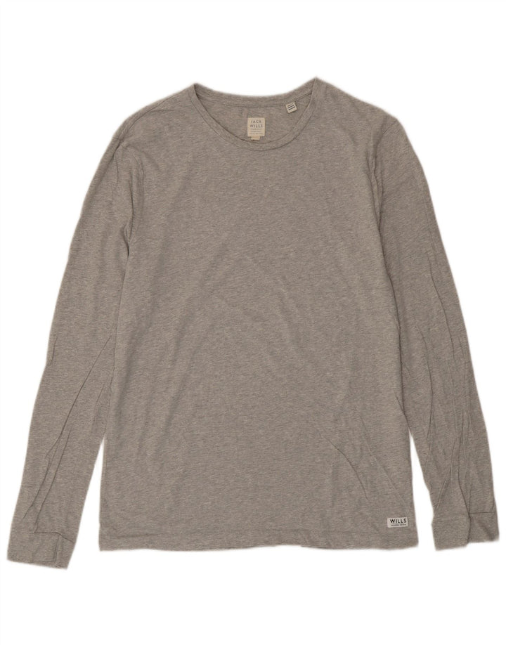 JACK WILLS Top da uomo a maniche lunghe in cotone grigio medio