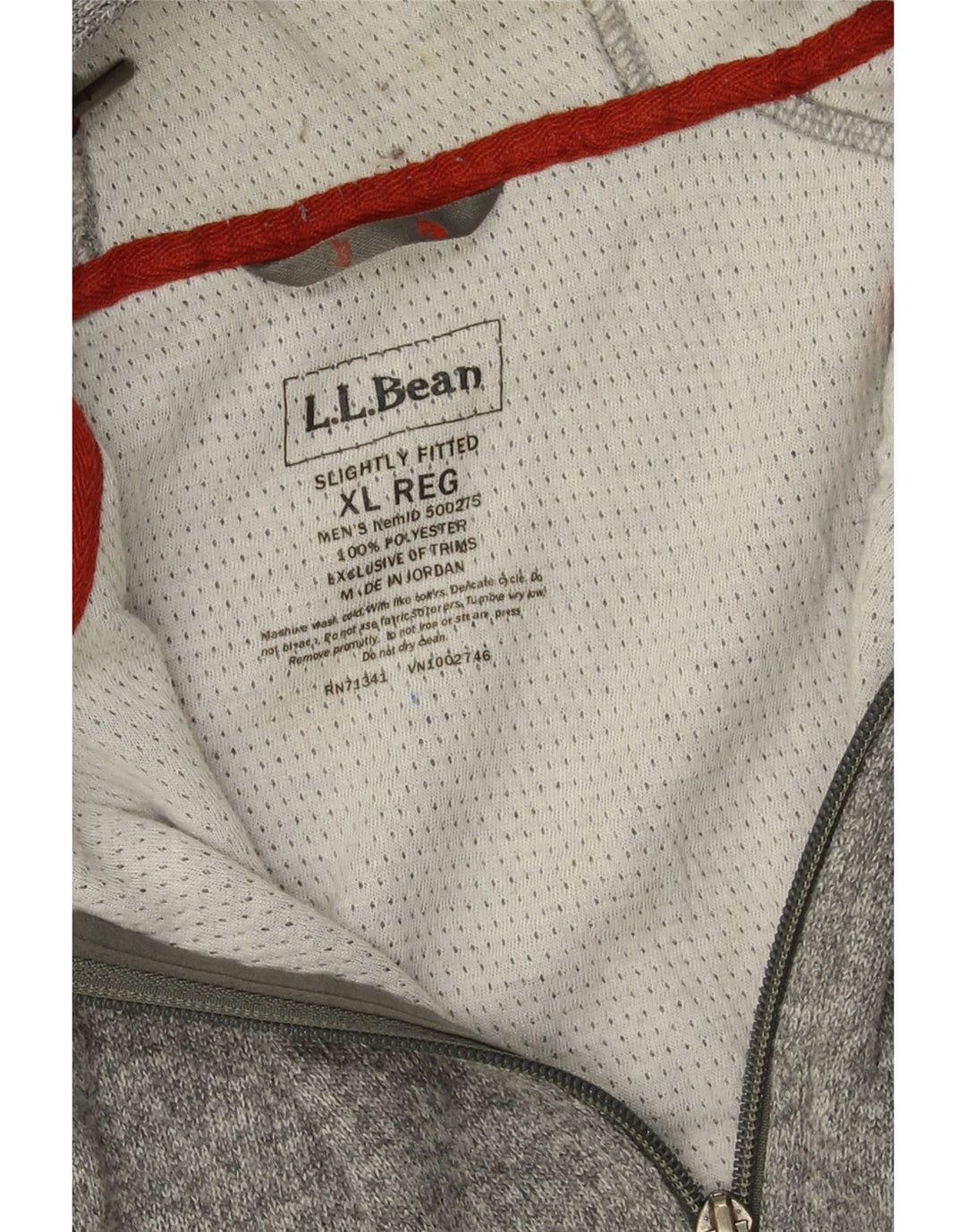 Felpa con cappuccio e zip da uomo L.L.Bean XL poliestere grigio