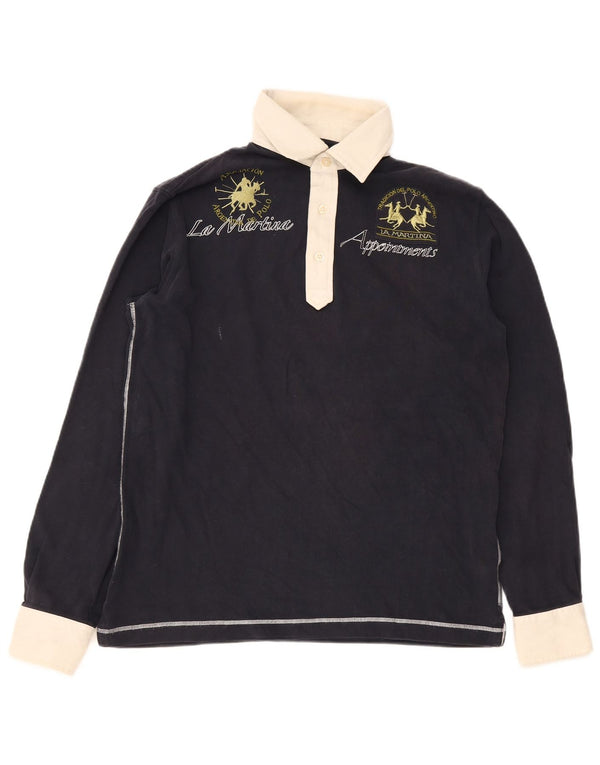 Polo da rugby grafica da uomo La Martina XL color block blu navy