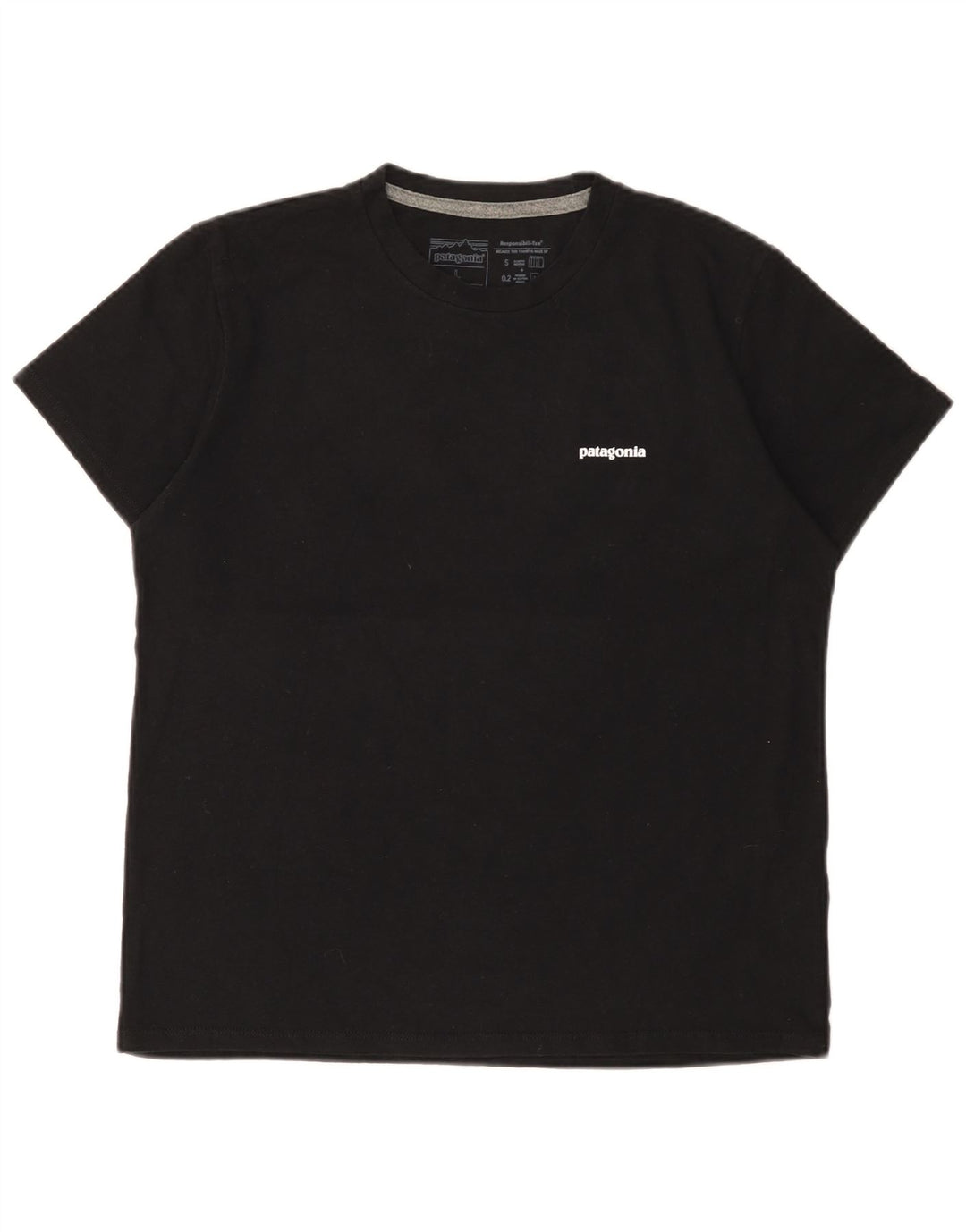 Patagonia T-shirt grafica da donna Top UK 16 Large Nero Poliestere