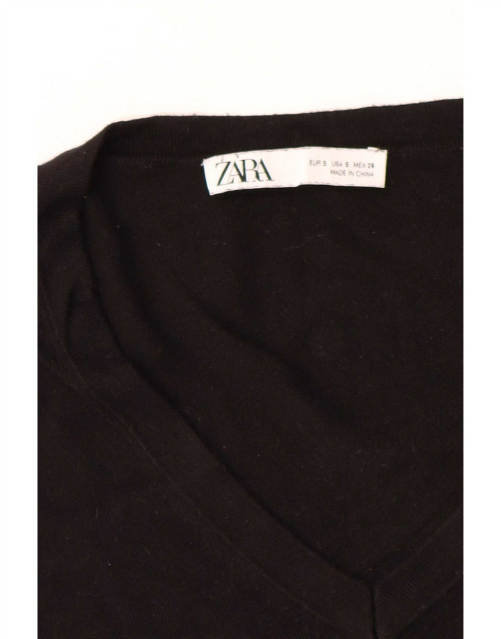 Maglione corto con scollo a V da donna Zara UK 10 piccolo nero