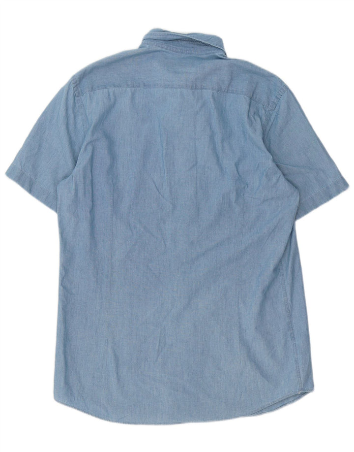 Camicia Uomo Manica Corta Massimo Dutti Large Blu Cotone