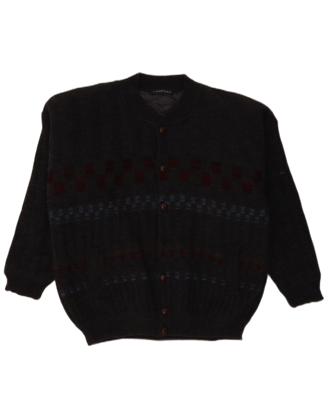 FINNEGAN Maglione cardigan da uomo grande acrilico geometrico grigio