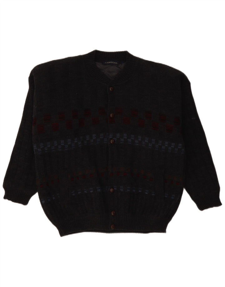 FINNEGAN Maglione cardigan da uomo grande acrilico geometrico grigio