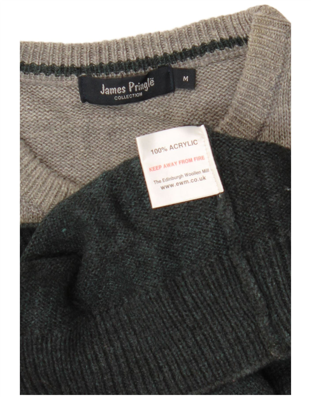JAMES PRINGLE Maglione da uomo con scollo a barchetta Acrilico Fair Isle grigio medio