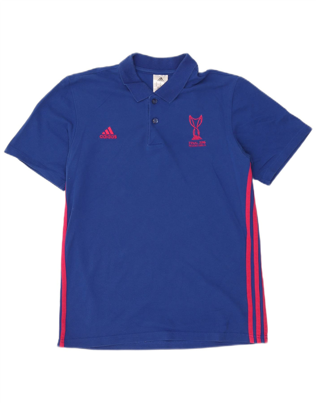 Polo grafica da uomo Adidas in cotone blu medio