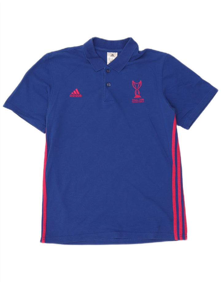 Polo grafica da uomo Adidas in cotone blu medio