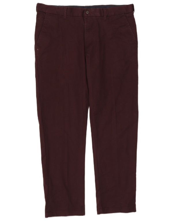 Pantaloni chino dritti da uomo Marks & Spencer W38 L31 cotone bordeaux