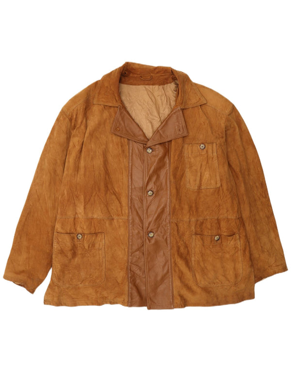 Vintage Mens Suede Jacket IT 54 XL Beige Leather