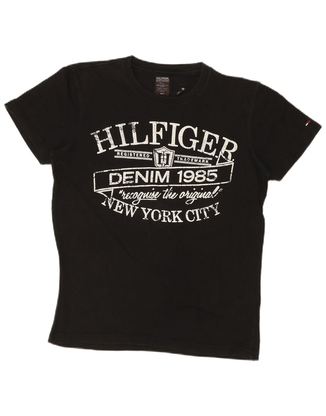 TOMMY HILFIGER T-shirt grafica da uomo Top piccola in cotone nero