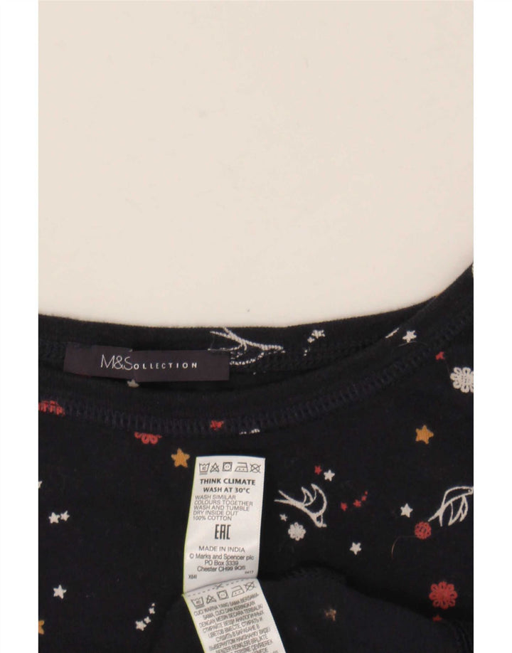 Marks & Spencer Top da donna con motivo astratto manica 3/4 UK 20 2XL Blu navy