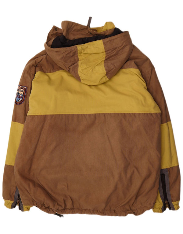 Giacca da sci anorak da uomo con cappuccio Ladakh IT 54 2XL Nylon color block marrone