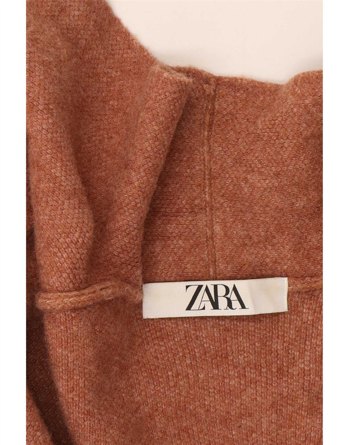 Maglione cardigan aperto lungo da donna Zara UK 14 Lana beige medio