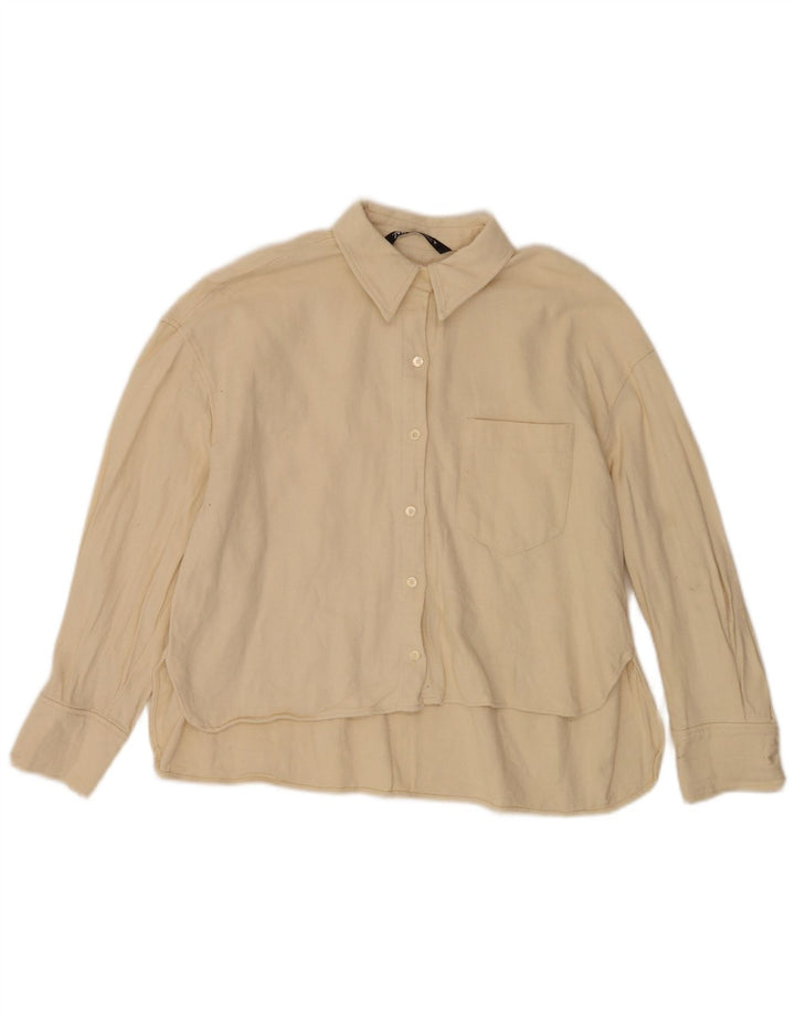 Camicia overshirt da donna Zara UK 10 piccola in cotone beige