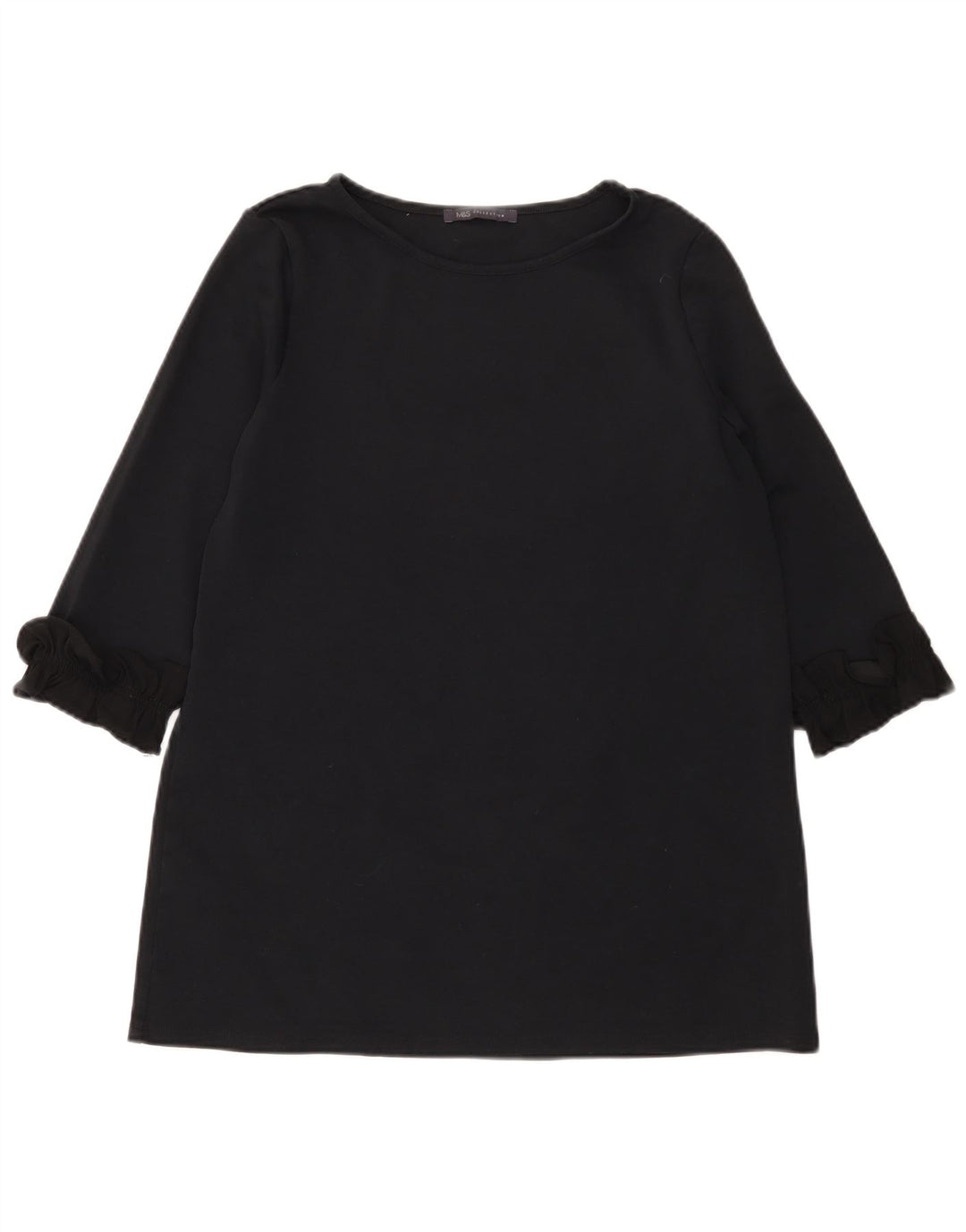 Top tunica manica 3/4 da donna Marks & Spencer UK 12 cotone nero medio