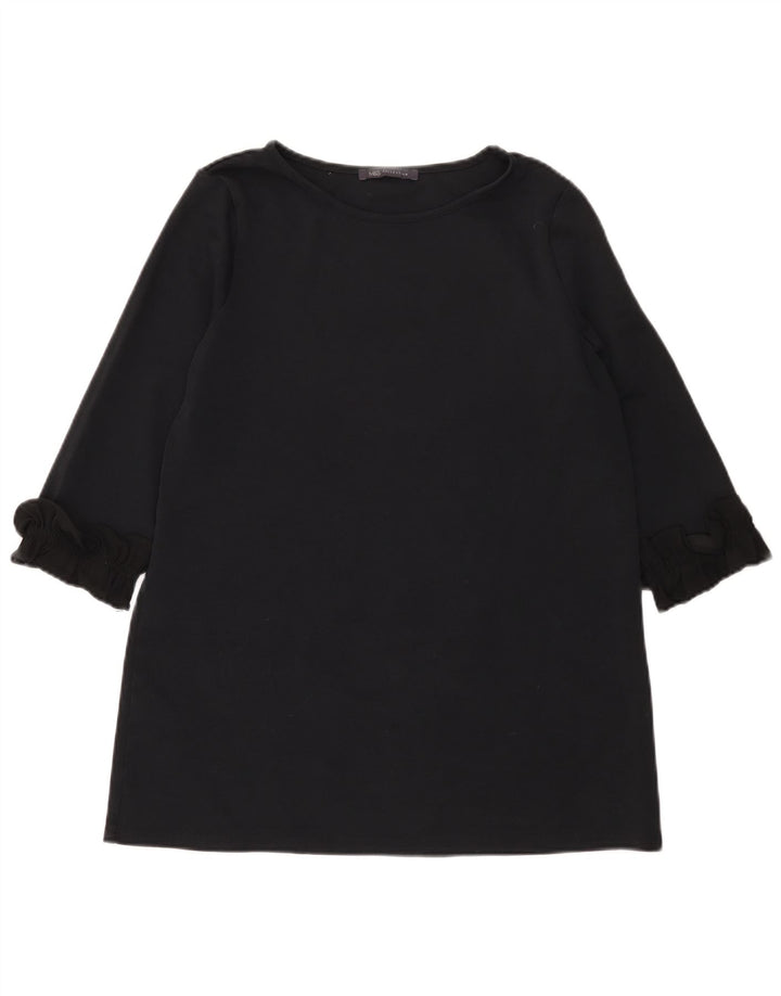 Top tunica manica 3/4 da donna Marks & Spencer UK 12 cotone nero medio