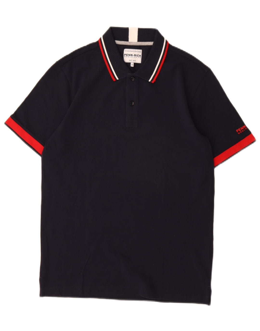 WOOLRICH Mens Penn-Rich Polo Shirt Small Navy Blue Cotton Vintage Woolrich and Second-Hand Woolrich from Messina Hembry 