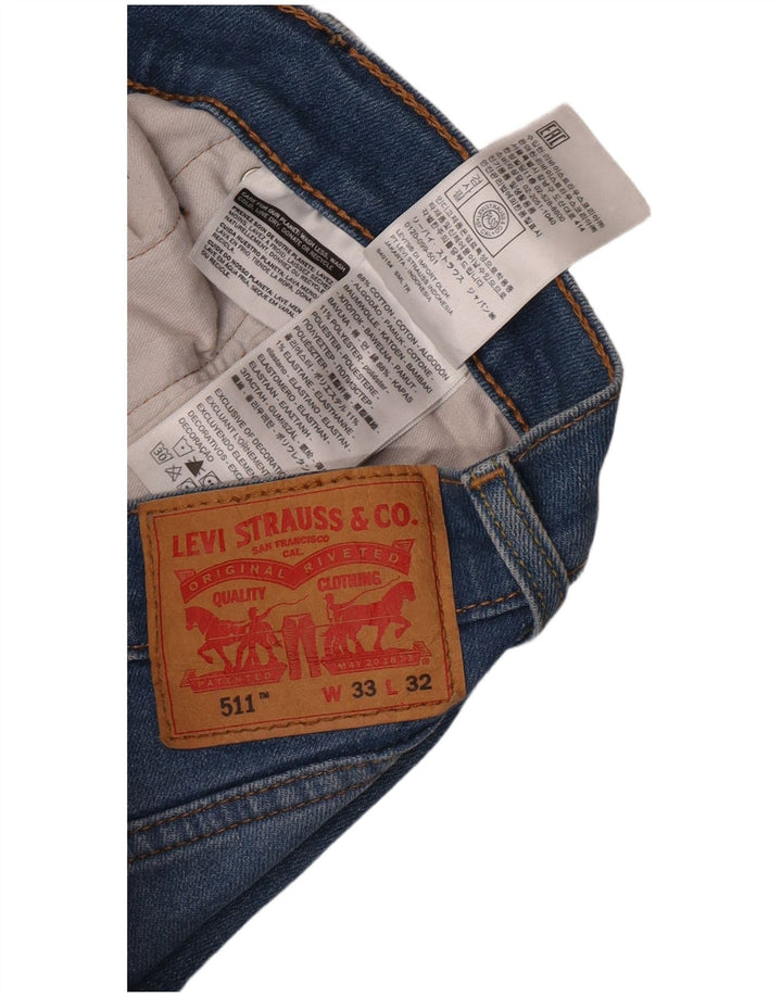 Levi's Uomo 511 Slim Jeans W33 L32 Cotone Blu