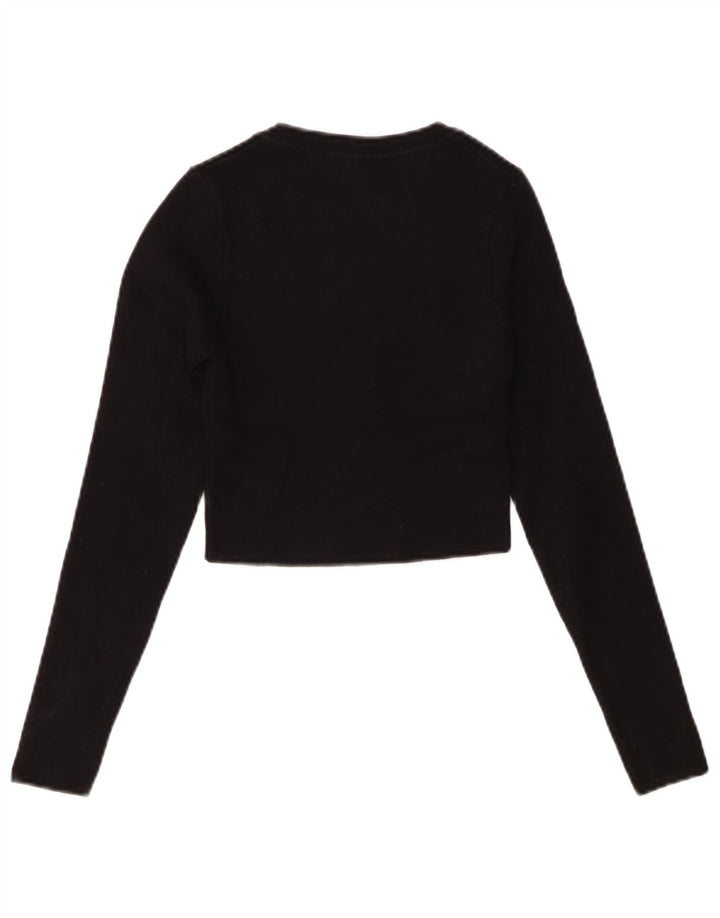 Top corto da donna Zara a maniche lunghe UK 8 piccolo in viscosa nera