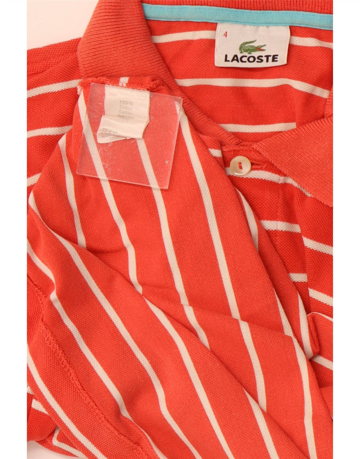 Polo da uomo LACOSTE taglia 4 cotone a righe arancioni medie