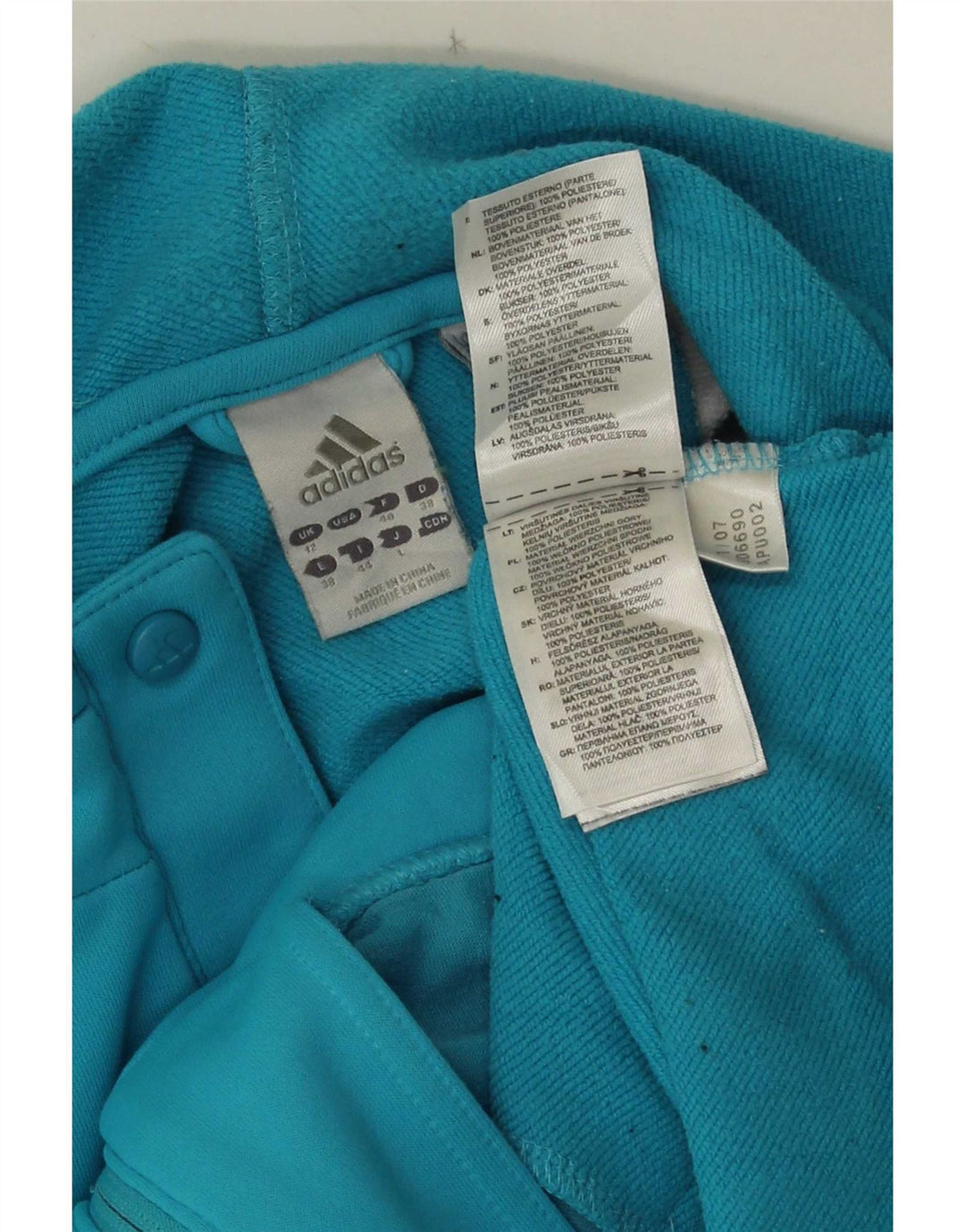 Felpa con cappuccio e zip da donna Adidas UK 12 Poliestere color block blu medio