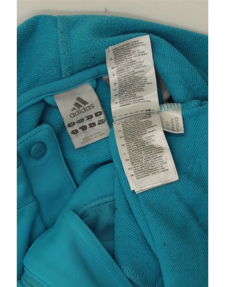 Felpa con cappuccio e zip da donna Adidas UK 12 Poliestere color block blu medio