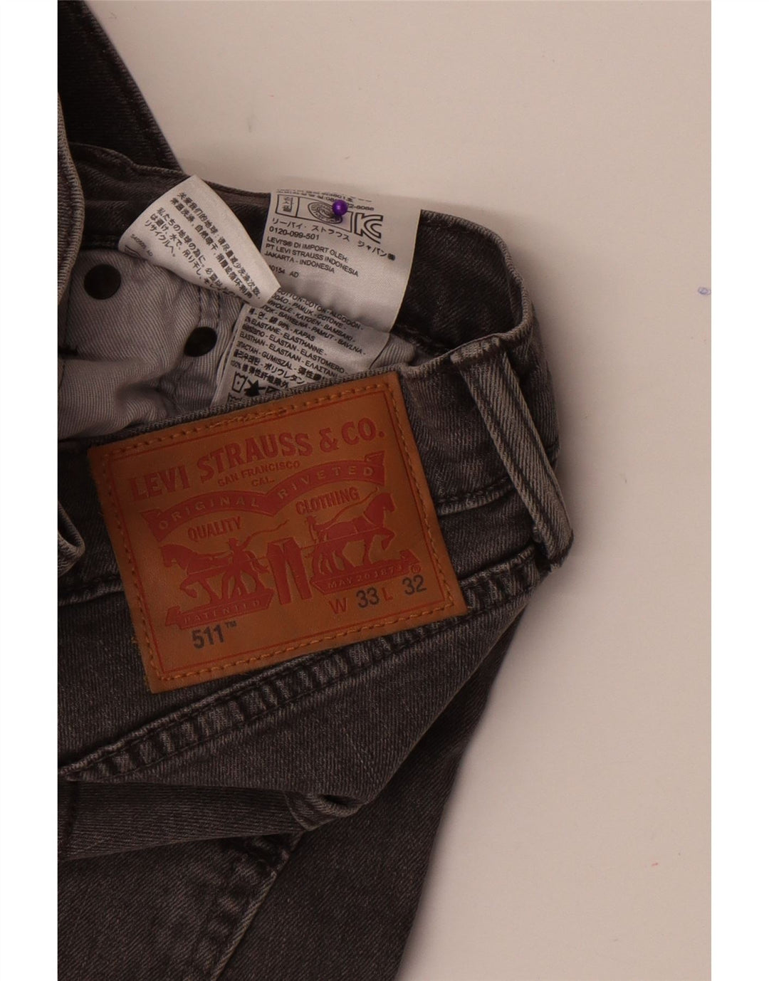 Jeans Levi's Uomo 511 Slim W33 L32 Cotone Grigio