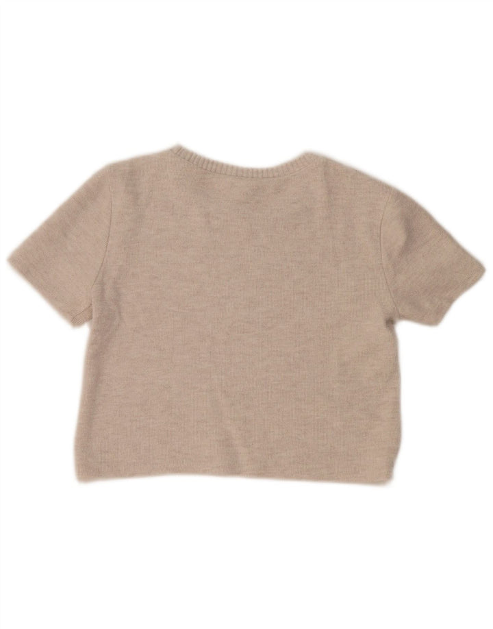 Top Blusa Donna Zara UK 12 Beige Medio