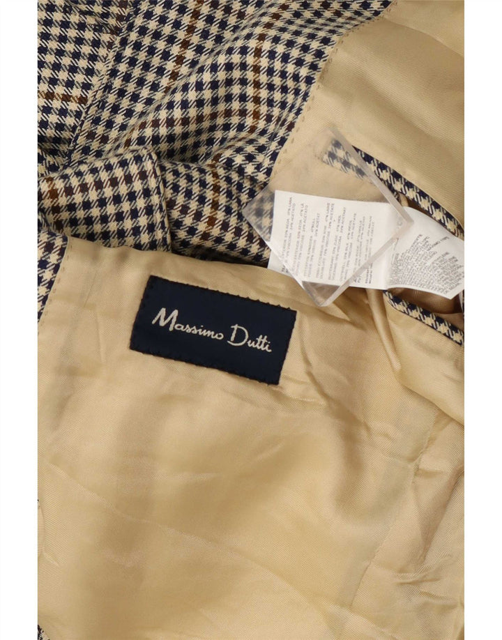 Giacca blazer da uomo a 3 bottoni Massimo Dutti UK 40 grande pied de poule beige