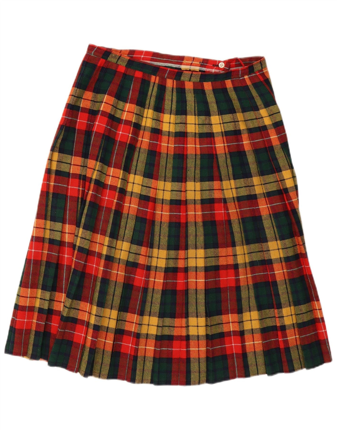 Gonna a portafoglio geometrica da donna vintage IT 44 media W29 scozzese multicolore