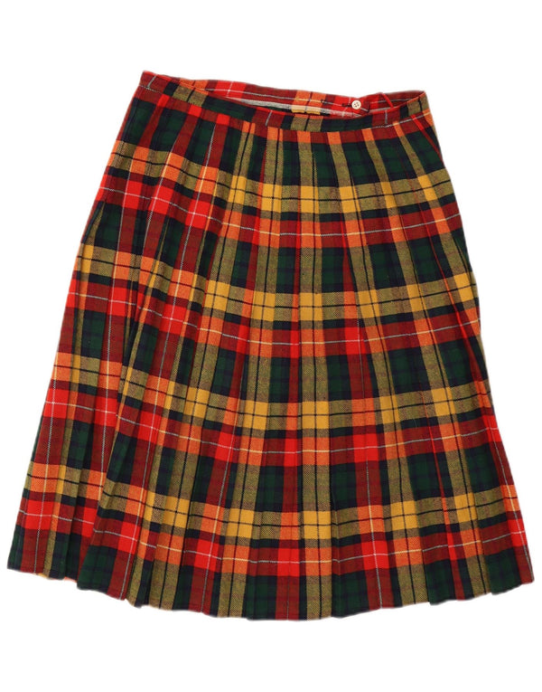 Gonna a portafoglio geometrica da donna vintage IT 44 media W29 scozzese multicolore