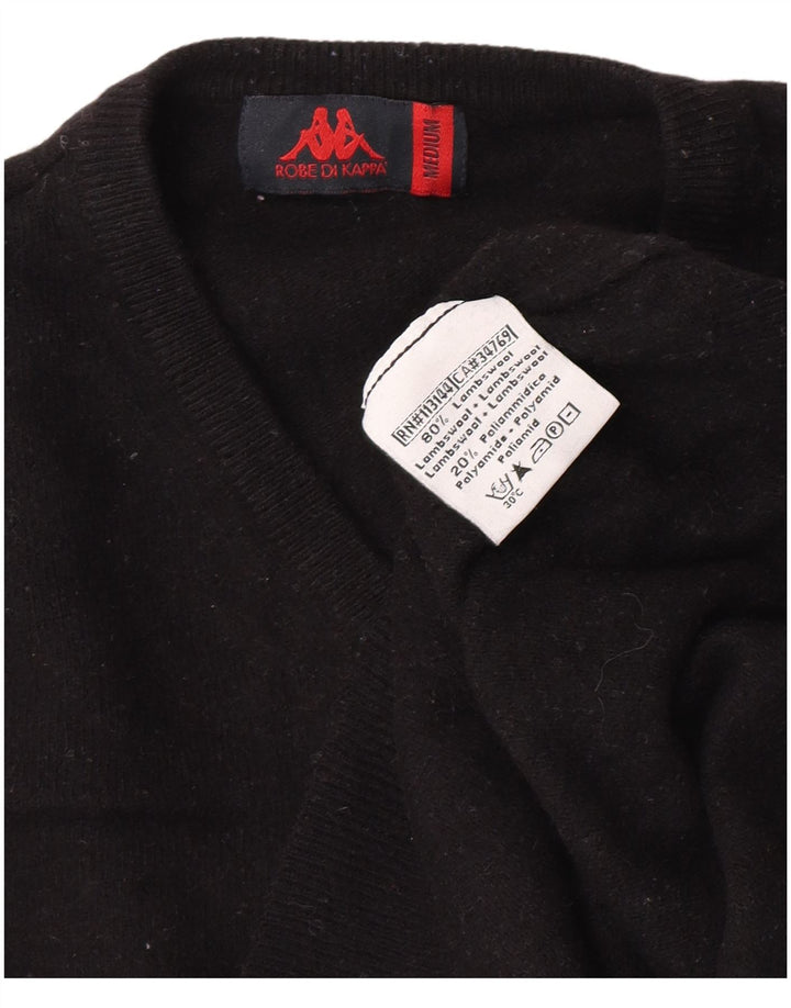 Maglione Kappa da donna con scollo a V UK 14 Lana d'agnello nera media