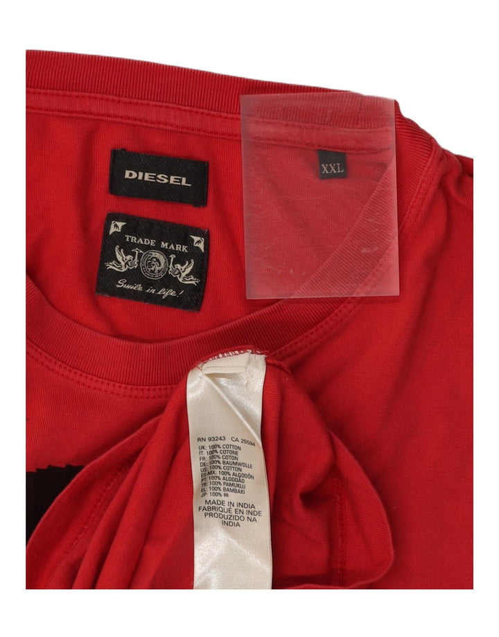 T-shirt grafica da uomo DIESEL Top 2XL in cotone rosso