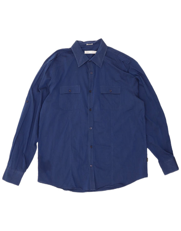 CALVIN KLEIN Camicia Uomo Large Blu Cotone