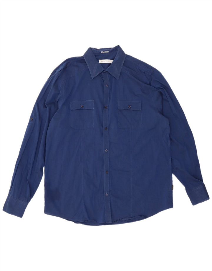 CALVIN KLEIN Camicia Uomo Large Blu Cotone